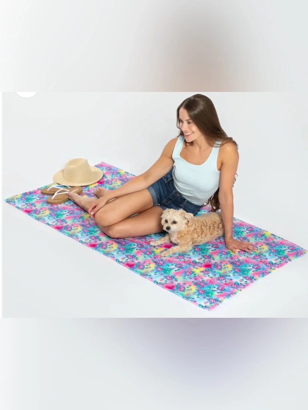 Colorful Rainbow Paw Print Microfiber Beach Towel
